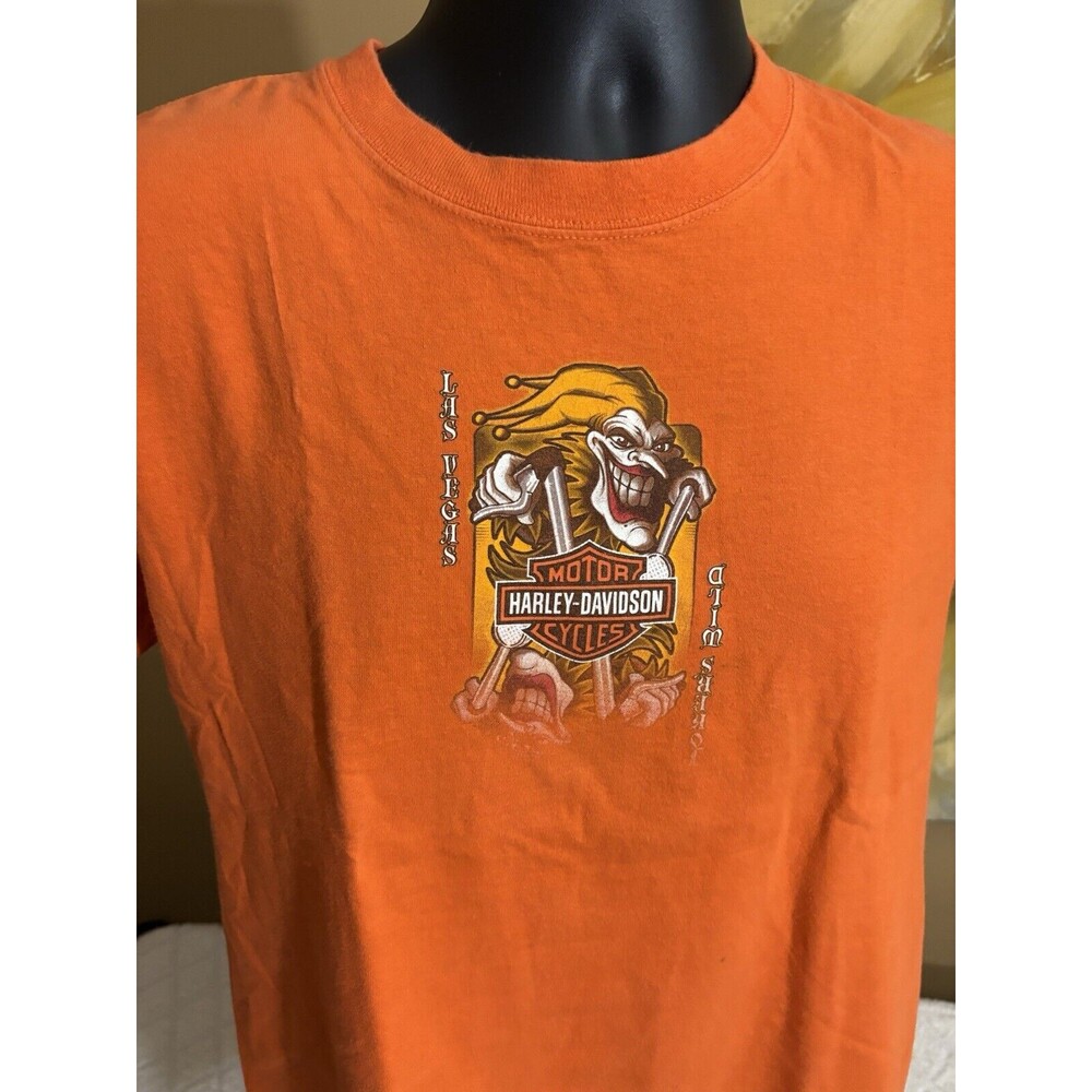 Vintage Harley Davidson 2 Sided Joker Las Vegas Nevada Orange Tee Men’s Size M - Picture 5 of 16